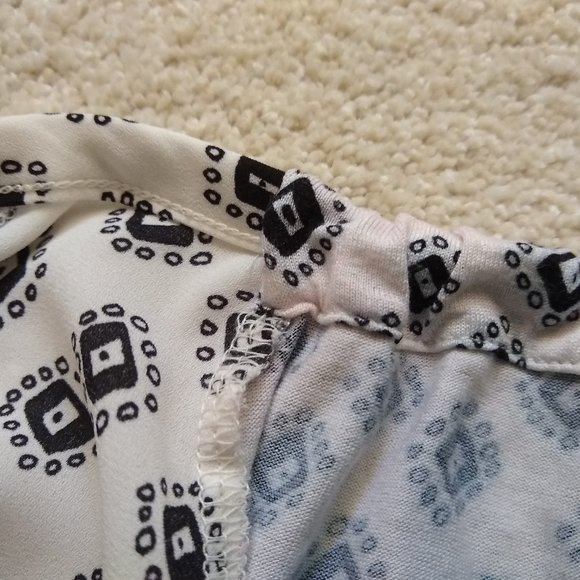 LOFT black white print mixed media boho blouse top XXS - Picture 12 of 15